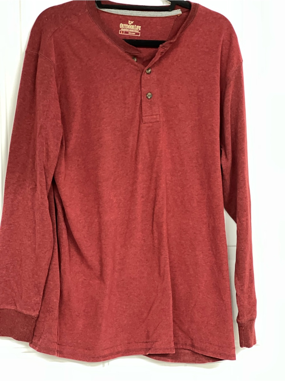 Outdoor Life Men's Maroon Sueded Henley Long Sleeve